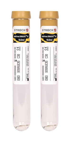 Due provette Streck per la raccolta cell-free DNA nel test Onconext Liquid di Eurofins Genoma.